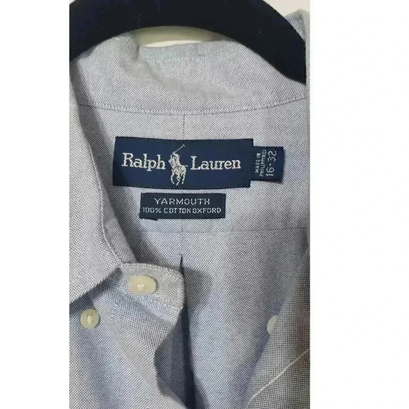 Vintage Ralph Lauren button up shirt mens size‎ 16-32 100% cotton light blue - Picture 3 of 5